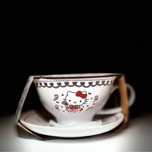 Hello Kitty Christmas Tea Cup & Saucer Set Candy Cane Edition